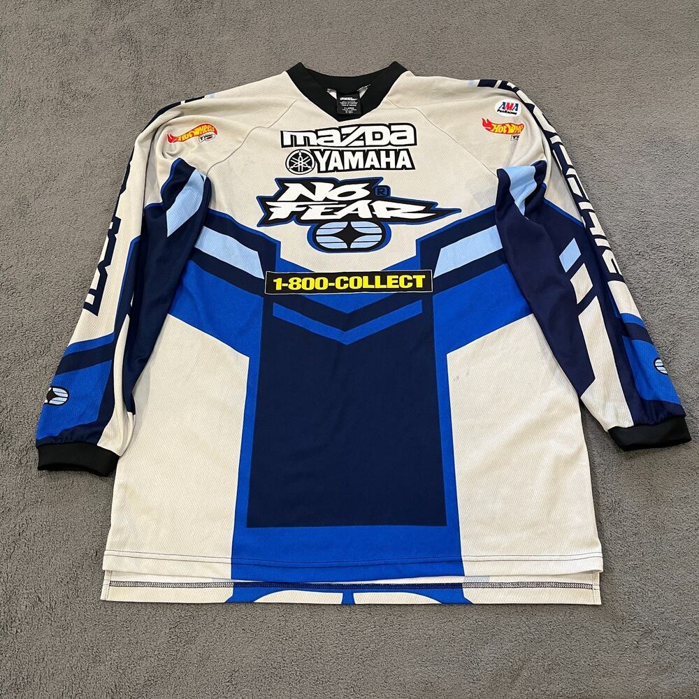 No Fear Blue White Jeremy McGrath Mazda Yamaha Motocross Jersey Men's Size XL